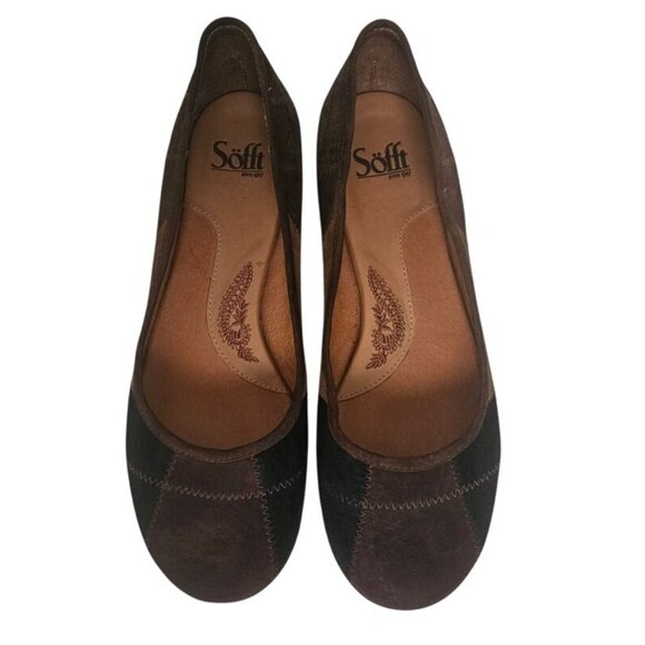 Sofft Patchwork Design Suede Leather Ballet Flat Shoes Women's Size 9W - Picture 3 of 13